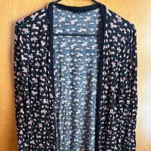 Stella Tweed Floral Fringe Cardigan XL Boho Lightweight